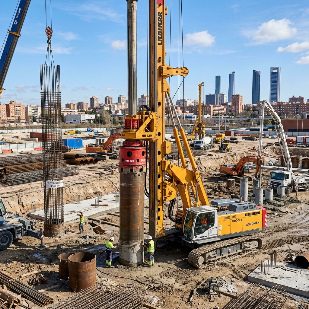 Máquina de pilotaje para cimentaciones profundas